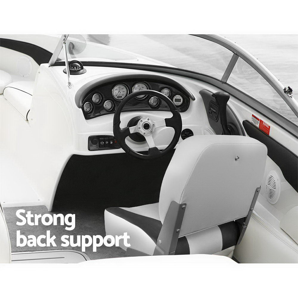 Seamanship 2X Folding Boat Seats Marine Swivel Low Back 13cm Padding Charcoal 6