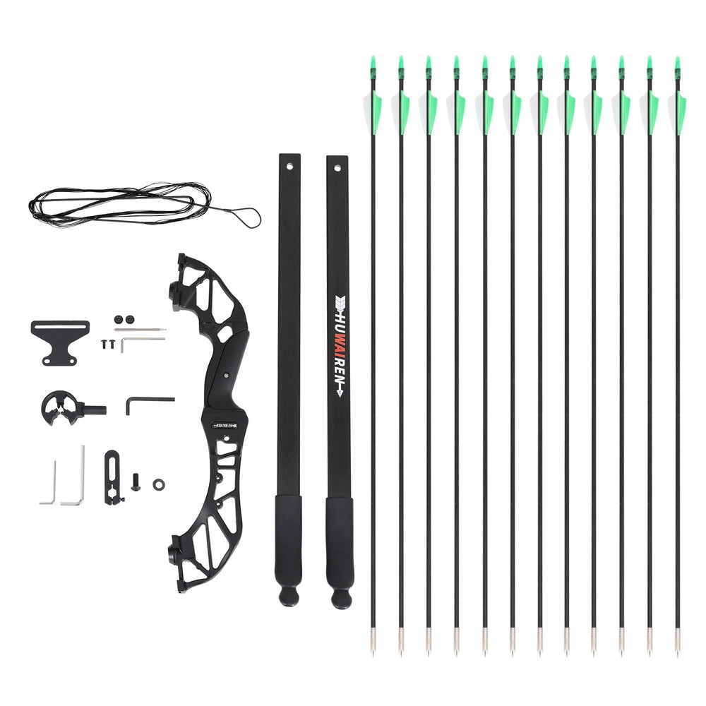Everfit 55lbs Bow Arrow Set Recurve Takedown Archery Hunting for Beginner Green 3