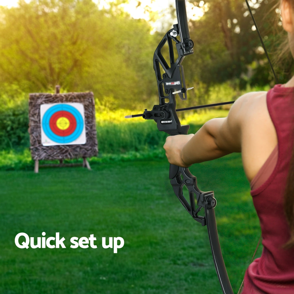 Everfit 55lbs Bow Arrow Set Recurve Takedown Archery Hunting for Beginner Green 5