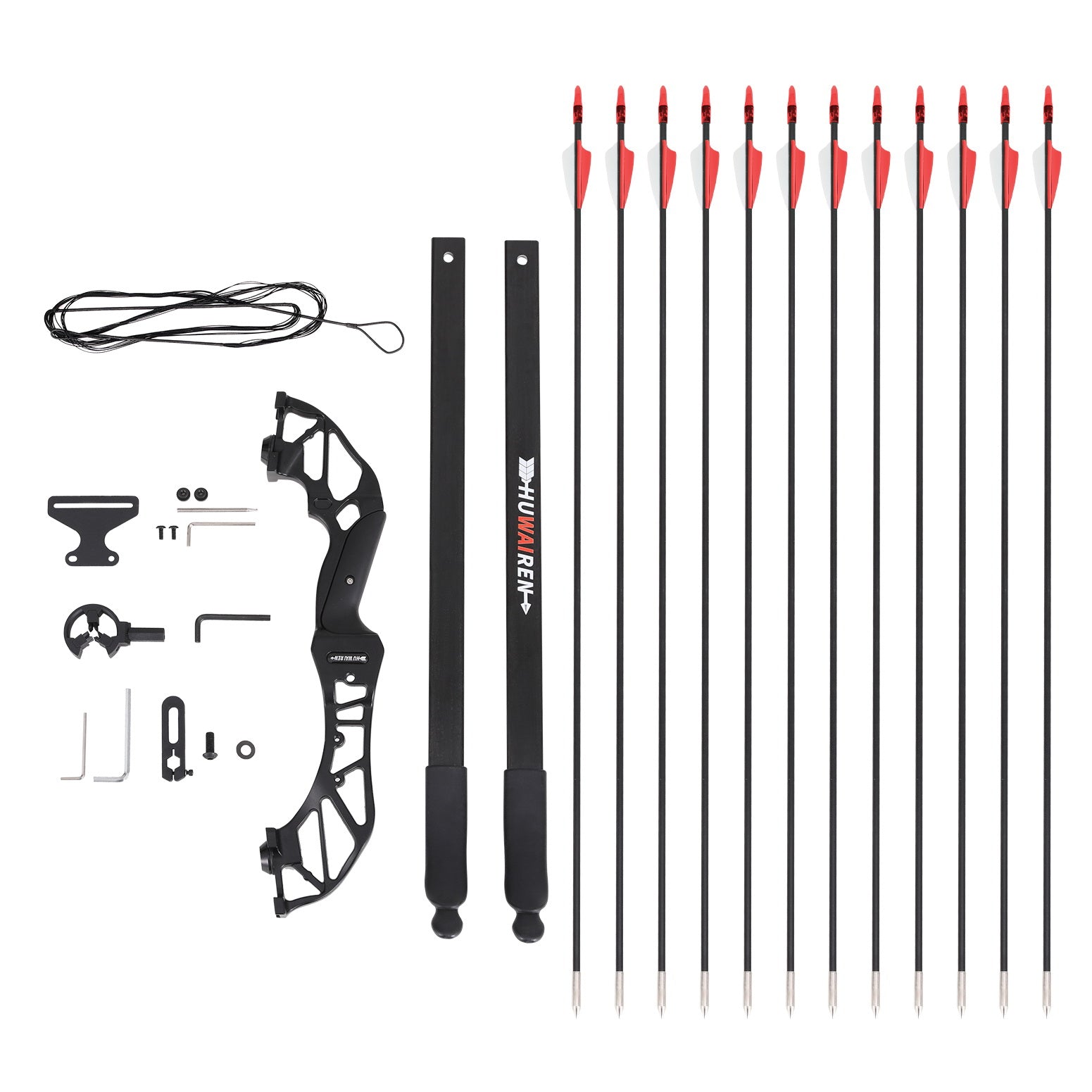 Everfit 55lbs Bow Arrow Set Recurve Takedown Archery Hunting for Beginner Red 3