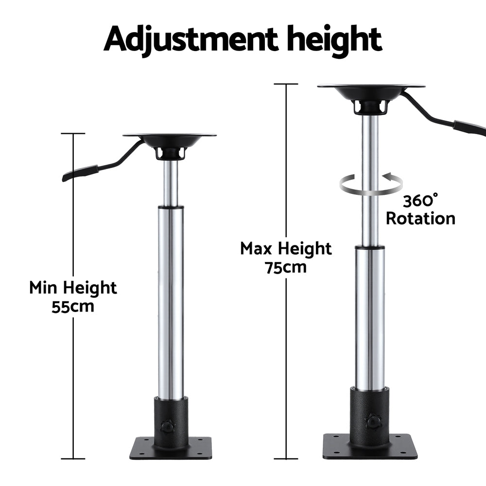 Seamanship Boat Seat Pedestal 55-75cm Adjustable Gas Lift 360 Degrees Swivel 6