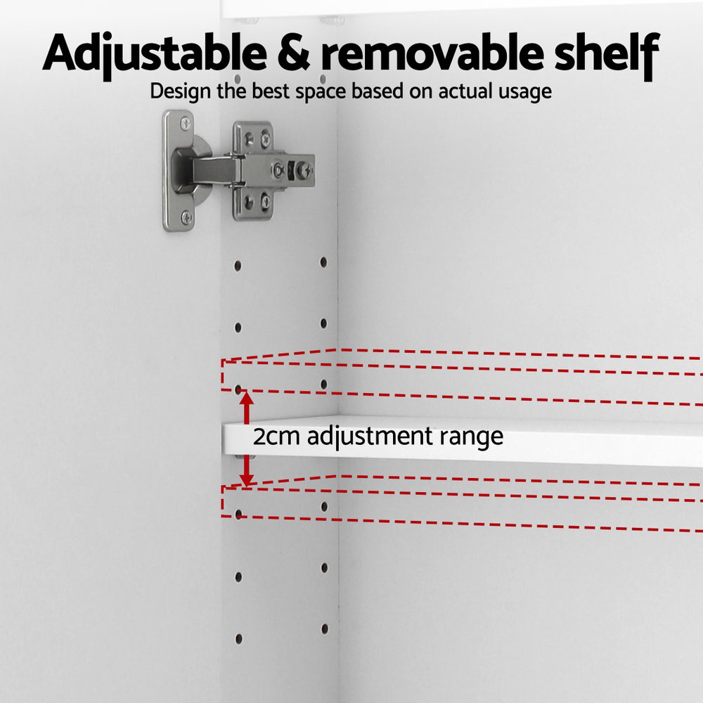 Cefito Bathroom Mirror Cabinet Medicine Shaving Arch Wall Hung 450x900mm White 5