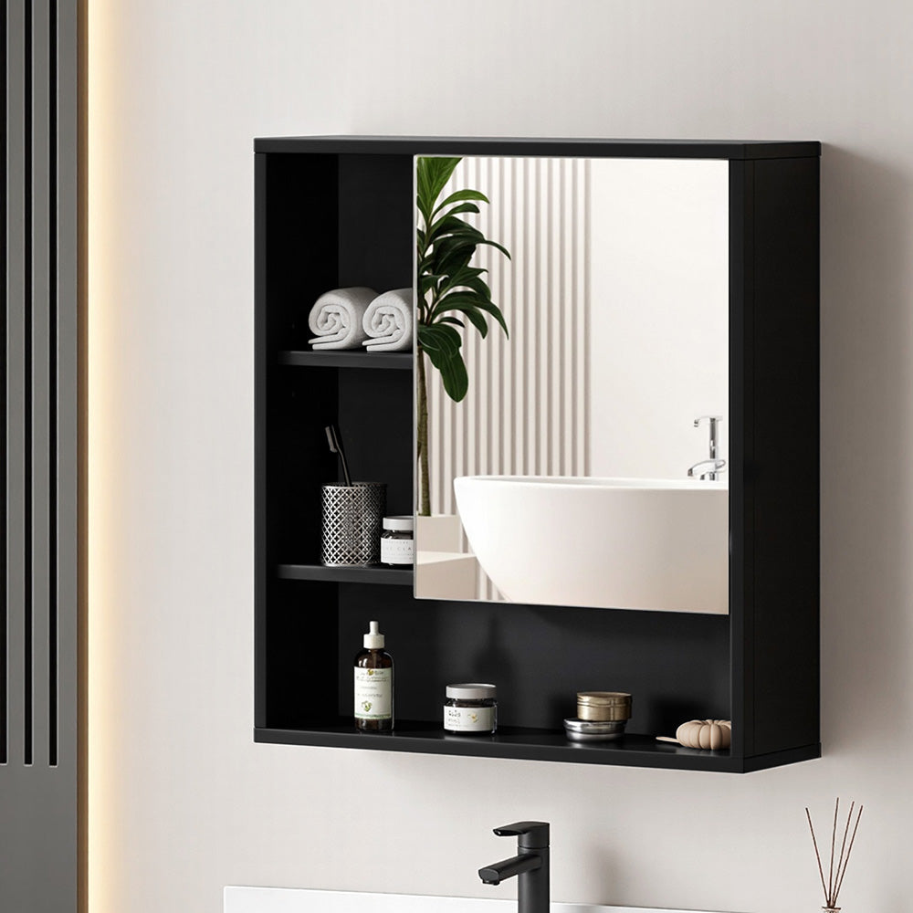Cefito Bathroom Mirror Cabinet Mirrored Medicine Adjustable Shelf Wall Mounted 560mm Black 7