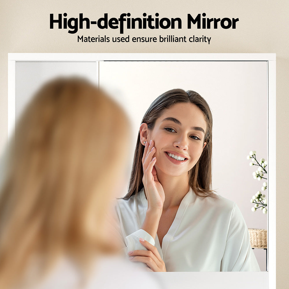 Cefito Bathroom Mirror Cabinet Mirrored Medicine Adjustable Shelf Wall Mounted 560mm White 5