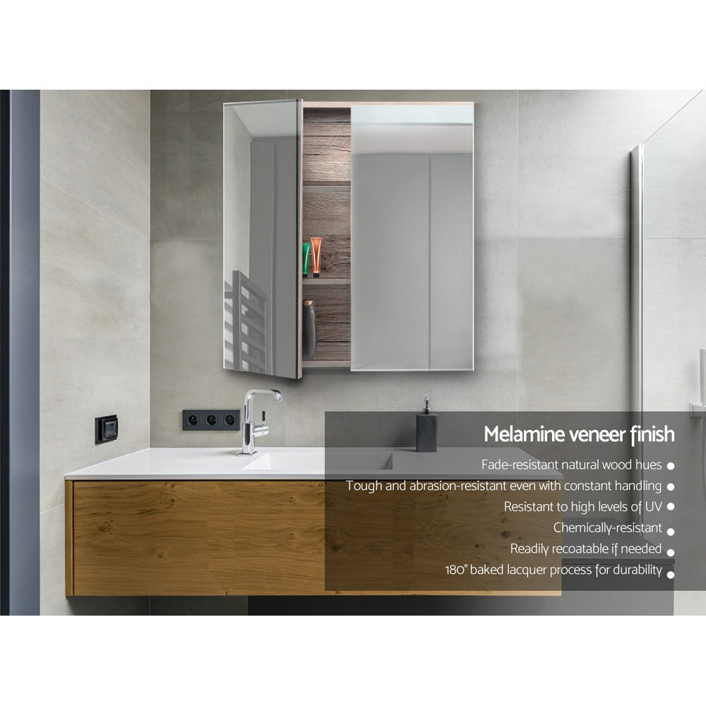 Cefito Bathroom Mirror Cabinet 600x720mm Oak 4