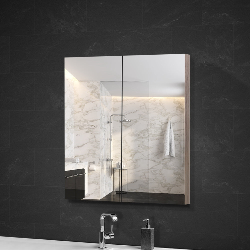 Cefito Bathroom Mirror Cabinet 600x720mm Oak 7