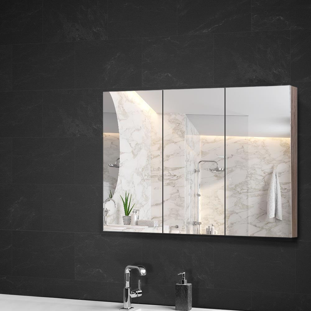 Cefito Bathroom Mirror Cabinet 900x720mm Oak 7