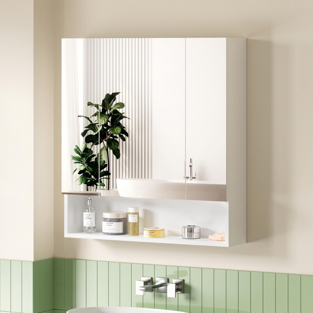 Cefito Bathroom Mirror Cabinet Medicine Adjustable Shelves Wall Hung 700x750mm White 7