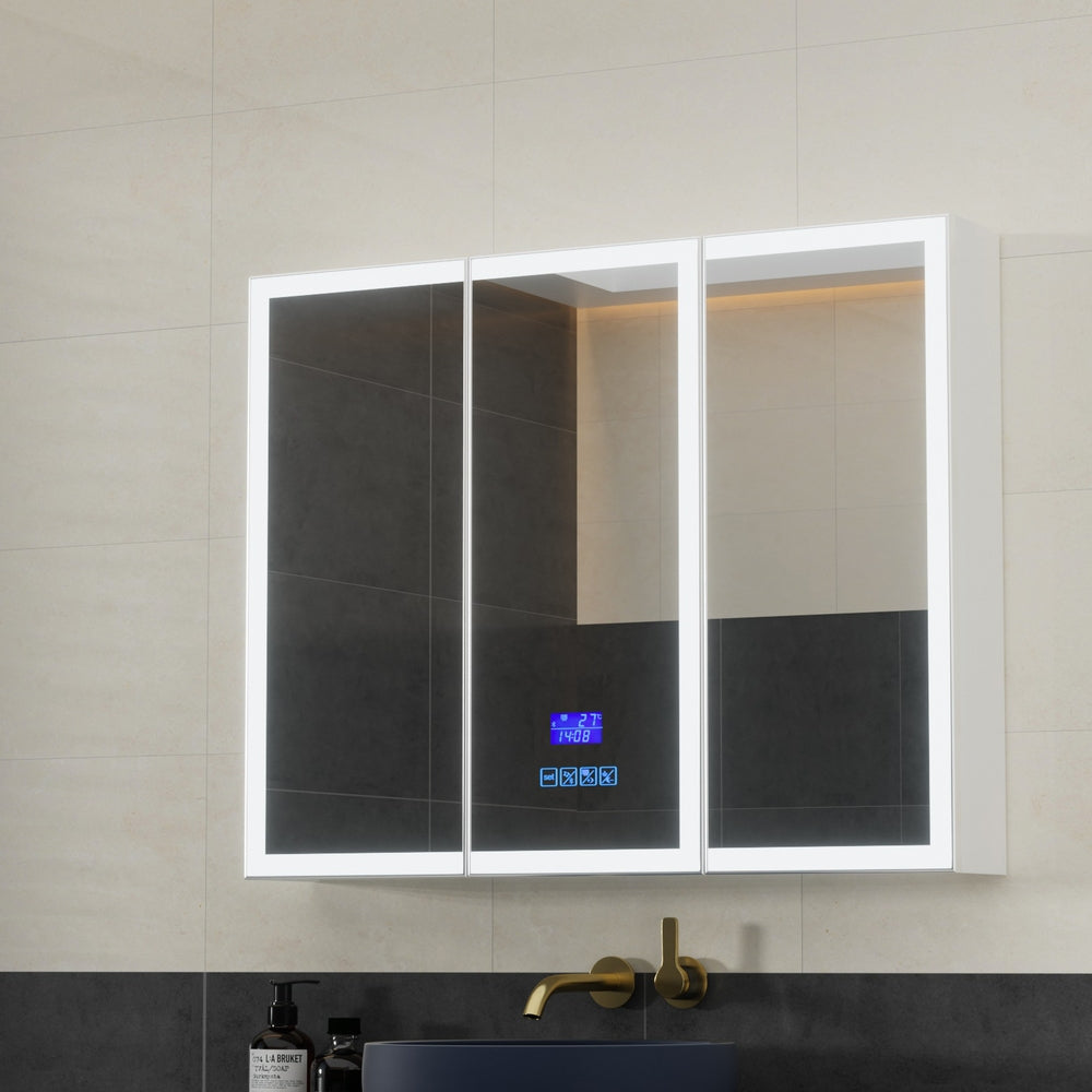 Bathroom Mirror Cabinet LED Light 900x720mm Medicine Wall Storage 7