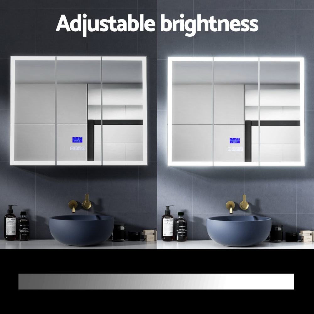 Bathroom Mirror Cabinet LED Light 900x720mm Medicine Wall Storage 5