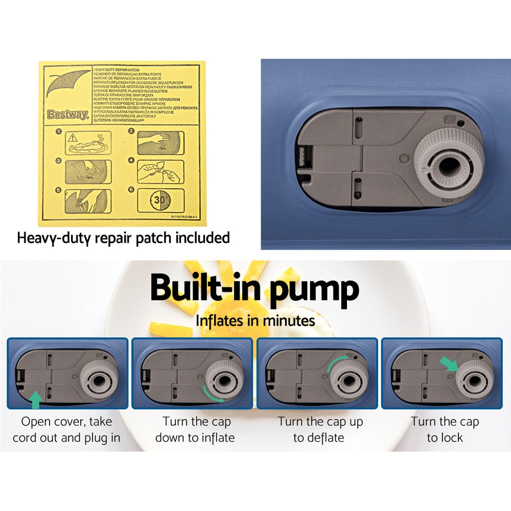 Bestway Air Mattress Inflatable Bed 46cm Airbed Single Blue 7