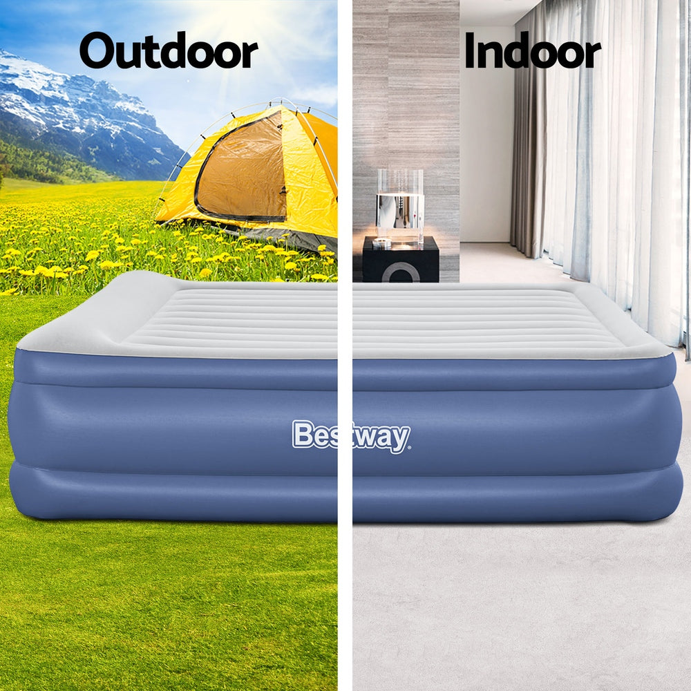 Bestway Air Mattress King Inflatable Bed 56cm Airbed Blue 4
