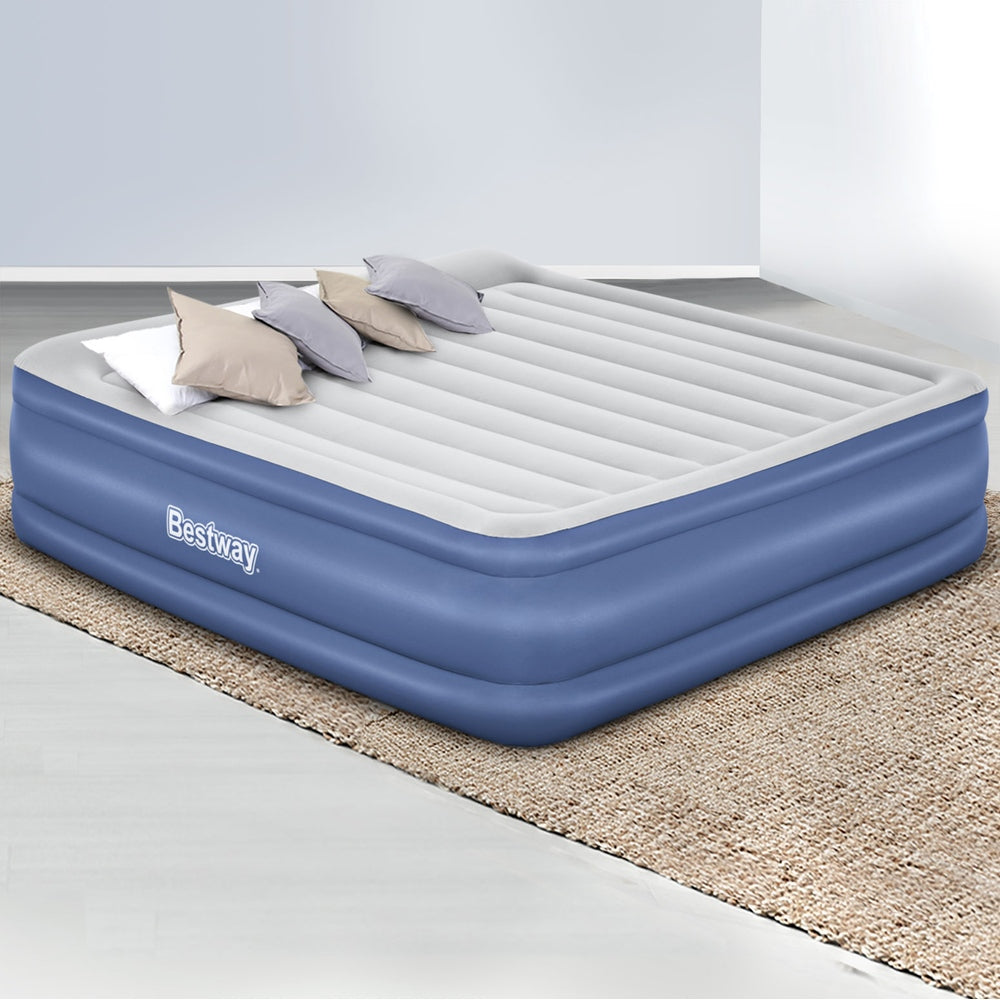 Bestway Air Mattress King Inflatable Bed 56cm Airbed Blue 8