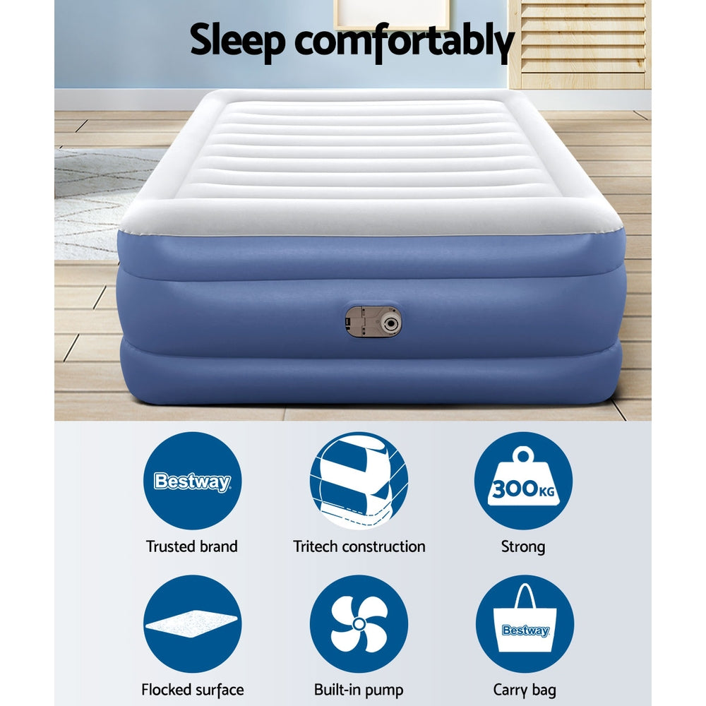Bestway Air Mattress Queen Inflatable Bed 61cm Airbed Blue 5