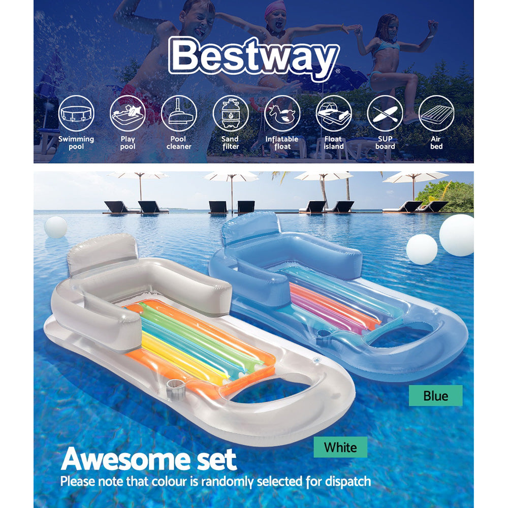 Bestway Pool Float Inflatable Lounge Seat Pillow Bed Cup Holder 4