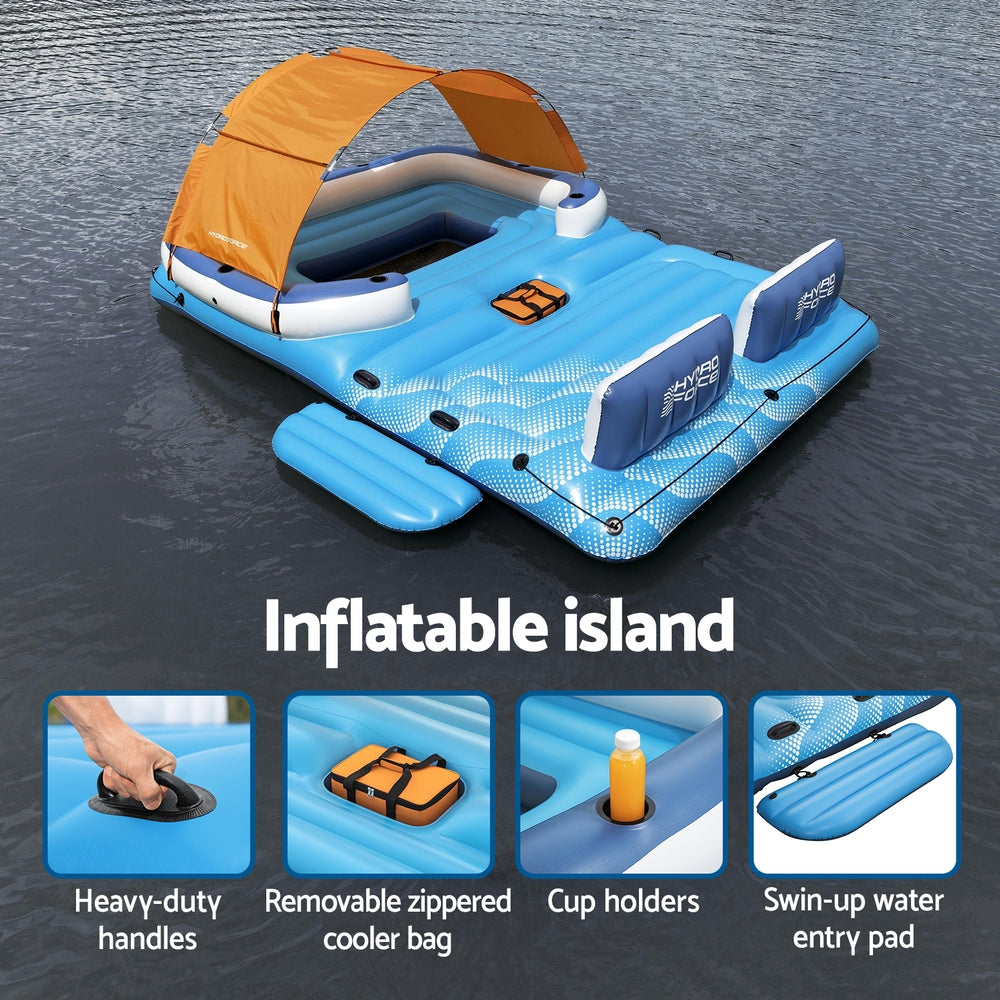 Bestway Pool Float Island Inflatable Lounge 6-person Raft Seat Canopy 5