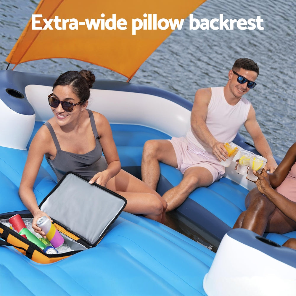 Bestway Pool Float Island Inflatable Lounge 6-person Raft Seat Canopy 6