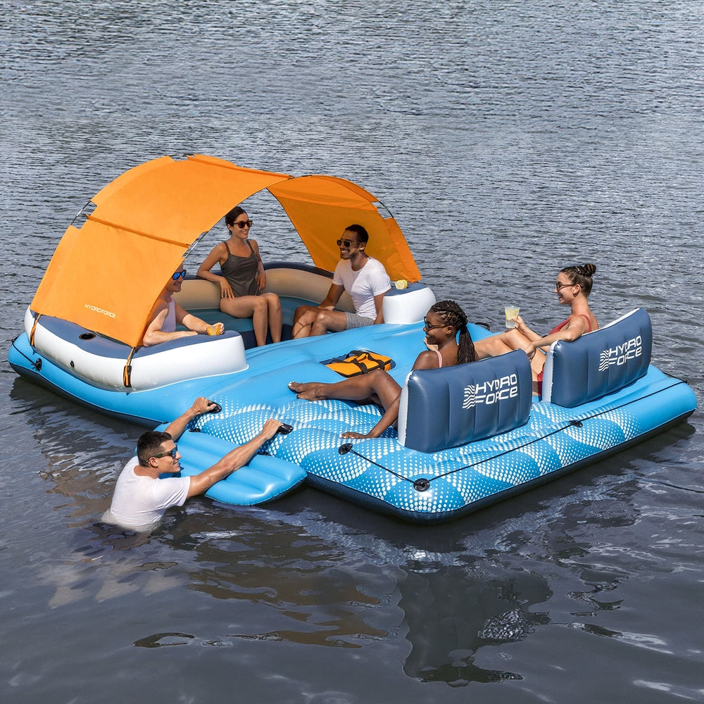 Bestway Pool Float Island Inflatable Lounge 6-person Raft Seat Canopy 7