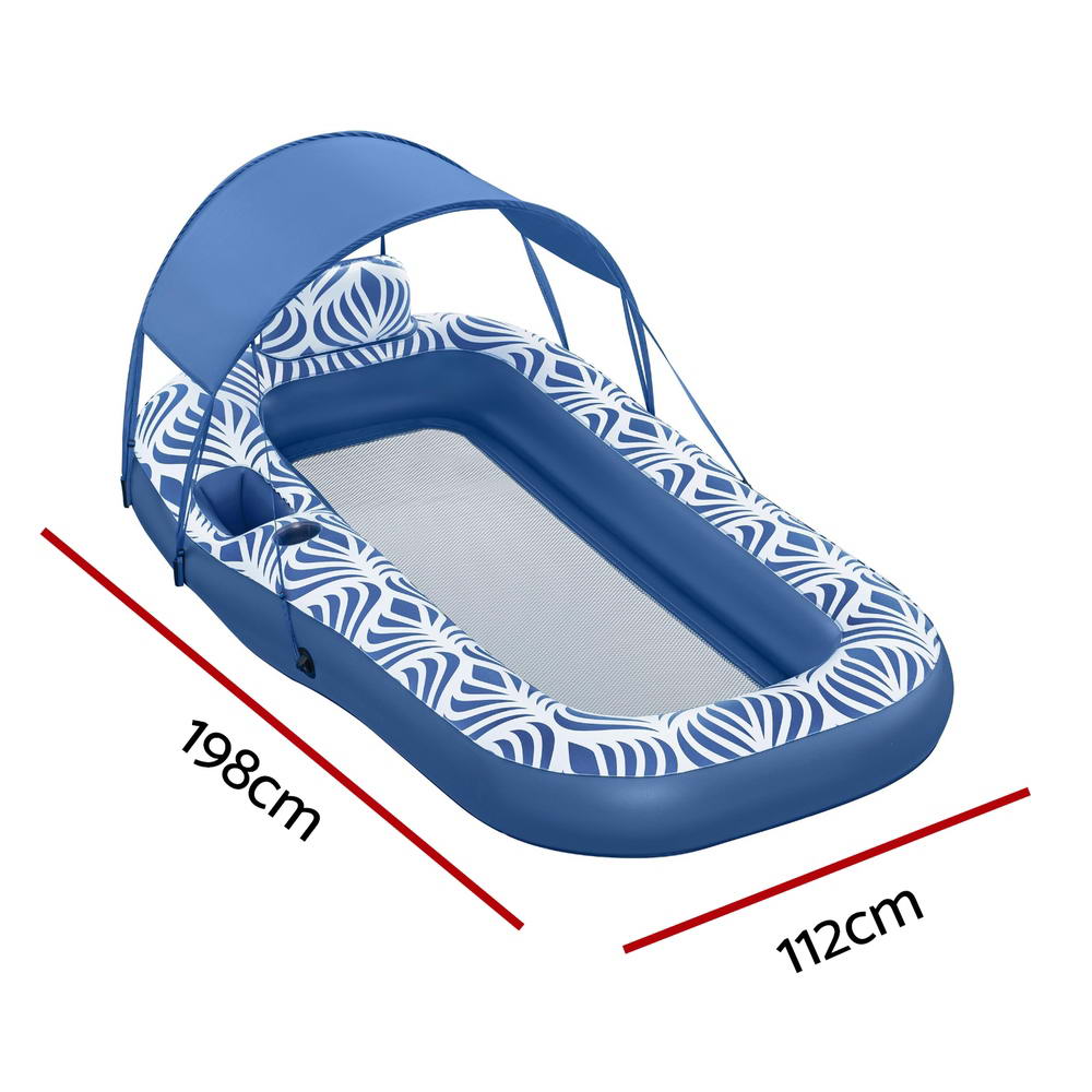 Bestway Inflatable Floating Float Lounger with Sunshade Canopy 1.98Mx1.12M Blue 3