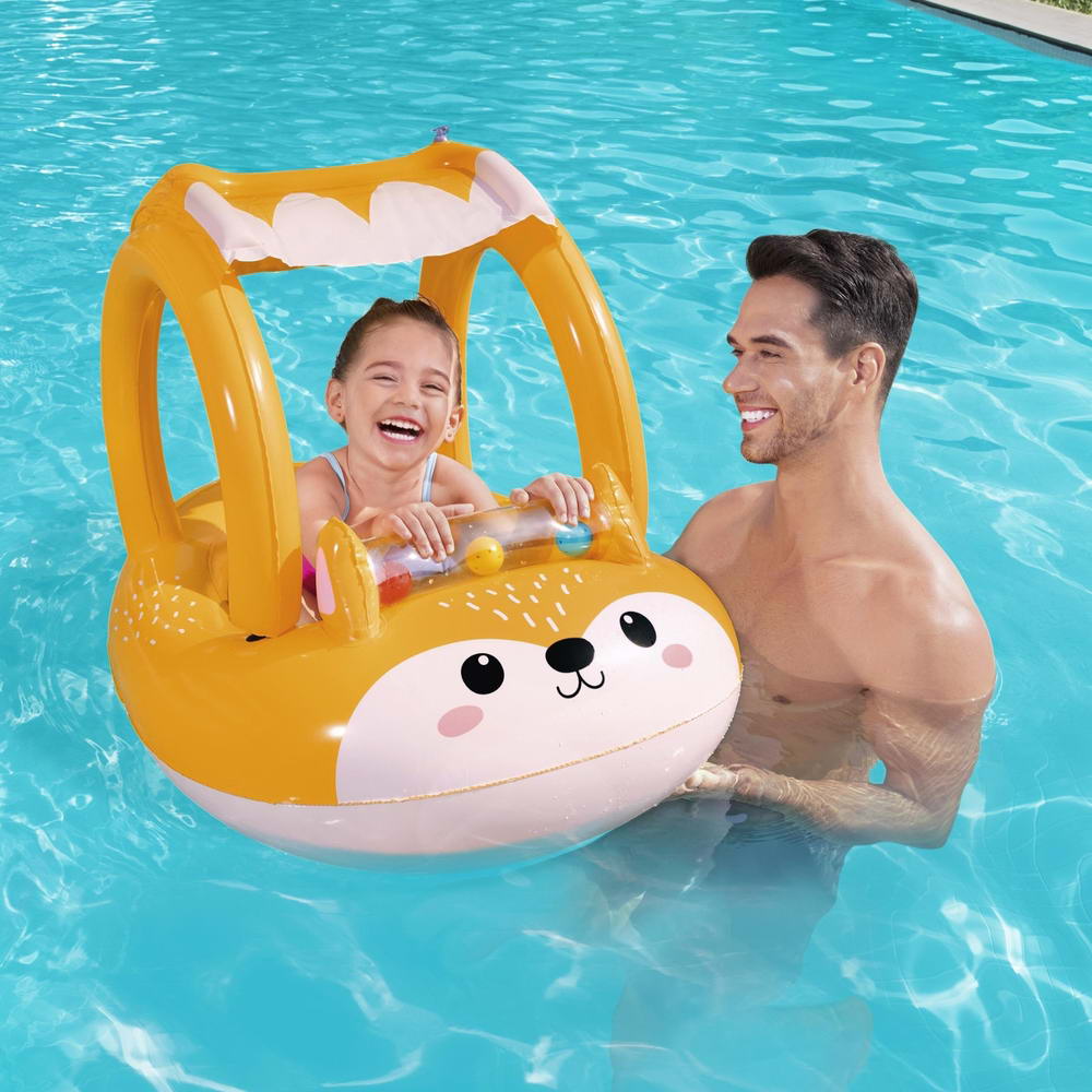 Bestway Kids Inflatable Fox Swim Float Floating Seat Canopy Pool Toys 94x66CM 7