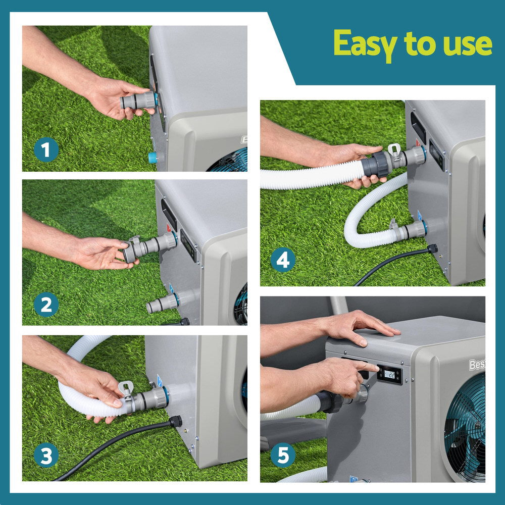 Bestway 4.4kW Pool Heater Water Temperature Heating Fit Pools up to 30,000L 6
