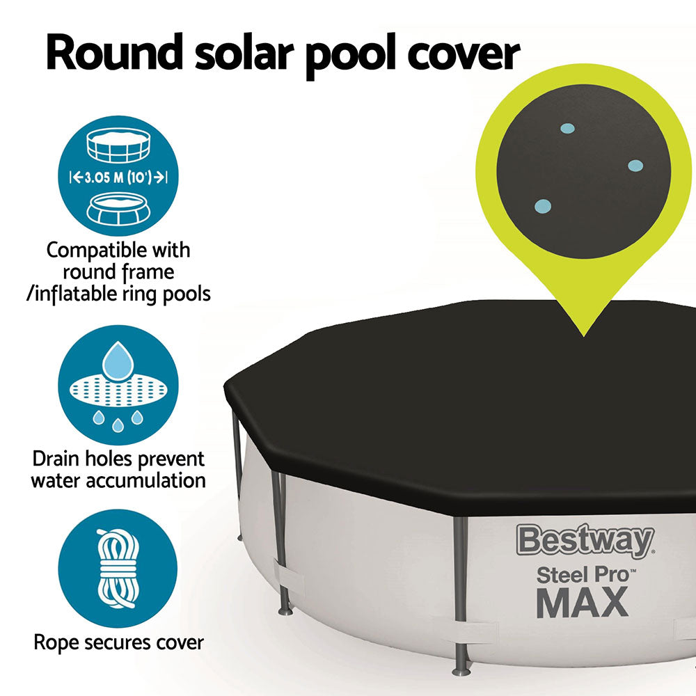 Bestway Pool Cover Fits 3.05m Round Above Ground Swimming Pool PVC Blanket 5