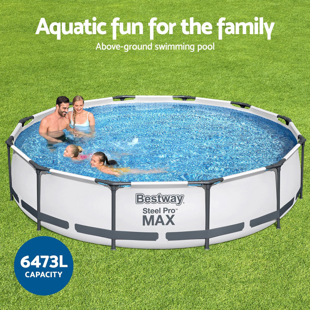 Bestway Swimming Pool 366x76cm Steel Frame Round Above Ground Pools w/ Filter Pump 6473L 4