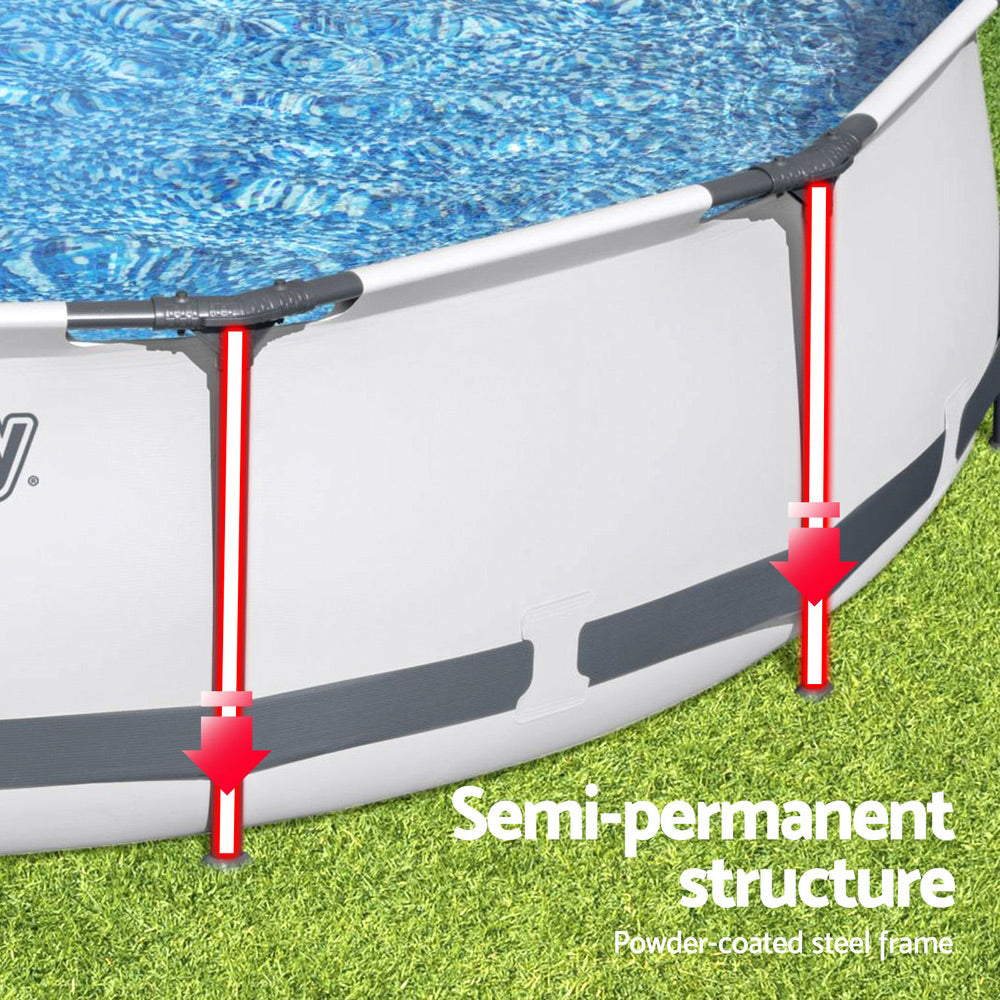 Bestway Swimming Pool 366x76cm Steel Frame Round Above Ground Pools w/ Filter Pump 6473L 5