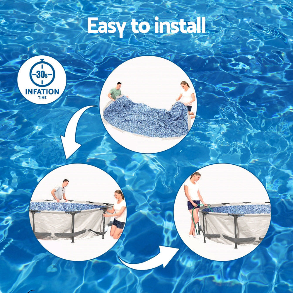 Bestway Swimming Pool 366x76cm Steel Frame Round Above Ground Pools w/ Filter Pump 6473L 6