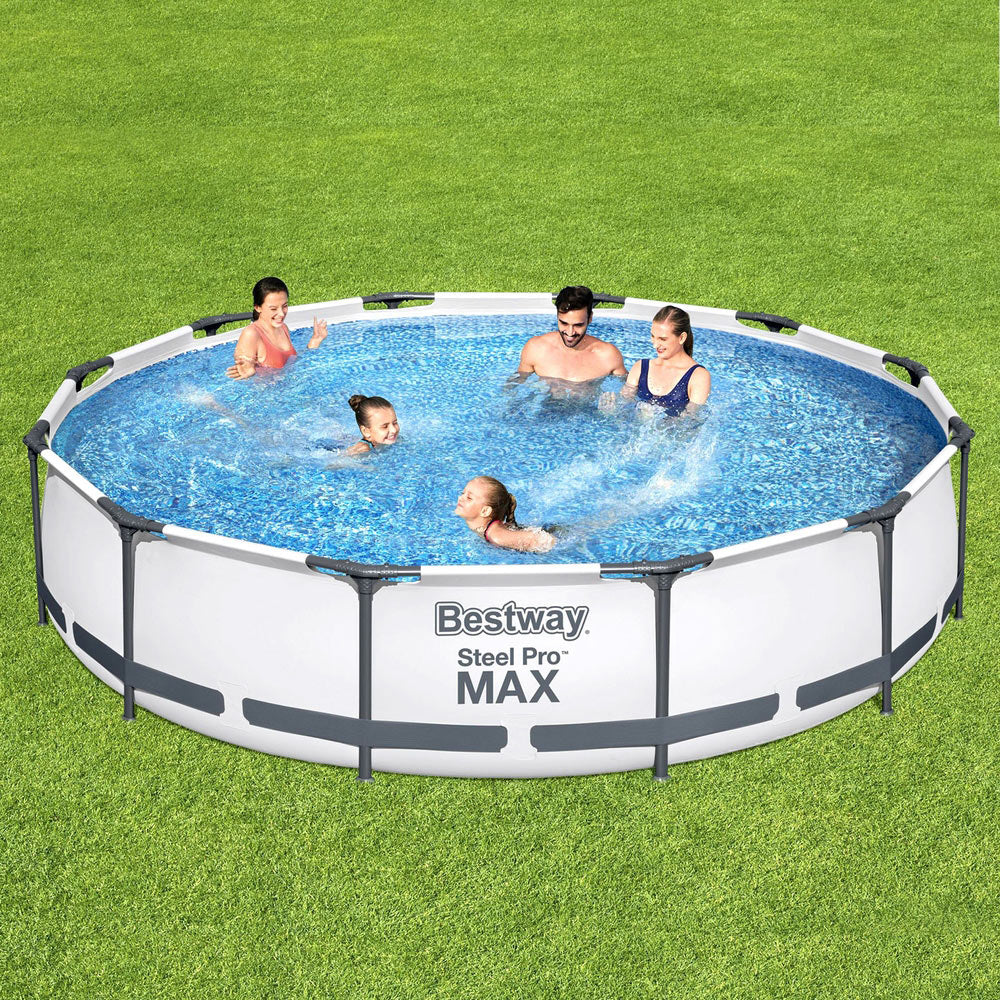 Bestway Swimming Pool 366x76cm Steel Frame Round Above Ground Pools w/ Filter Pump 6473L 7