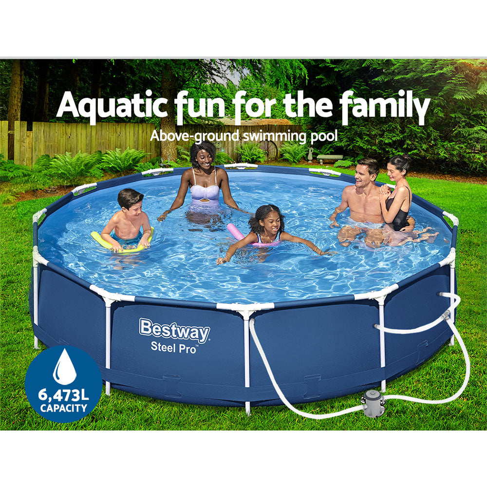 Bestway Swimming Pool 366x76cm Steel Frame Round Above Ground Pools w/ Filter Pump 6473L 5