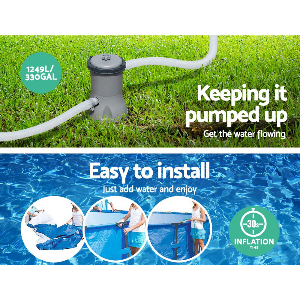 Bestway Swimming Pool 366x76cm Steel Frame Round Above Ground Pools w/ Filter Pump 6473L 6