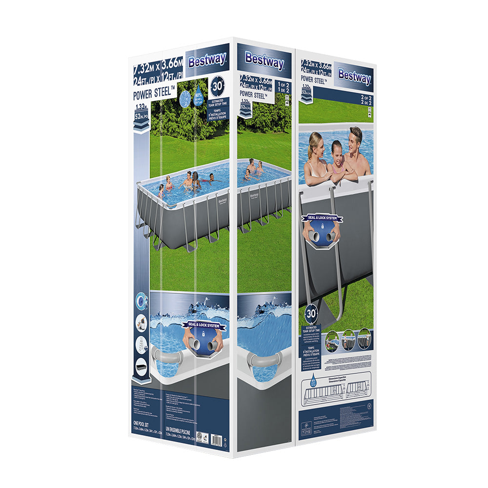 Bestway Swimming Pool 732x366x132cm Steel Frame Above Ground Pools Ladder 30045L 4