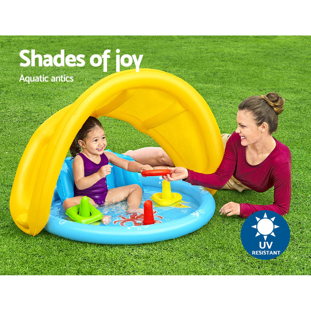 Bestway Kids Pool 115x89x76cm Inflatable Play Swimming Pools w/ Canopy 31L 4