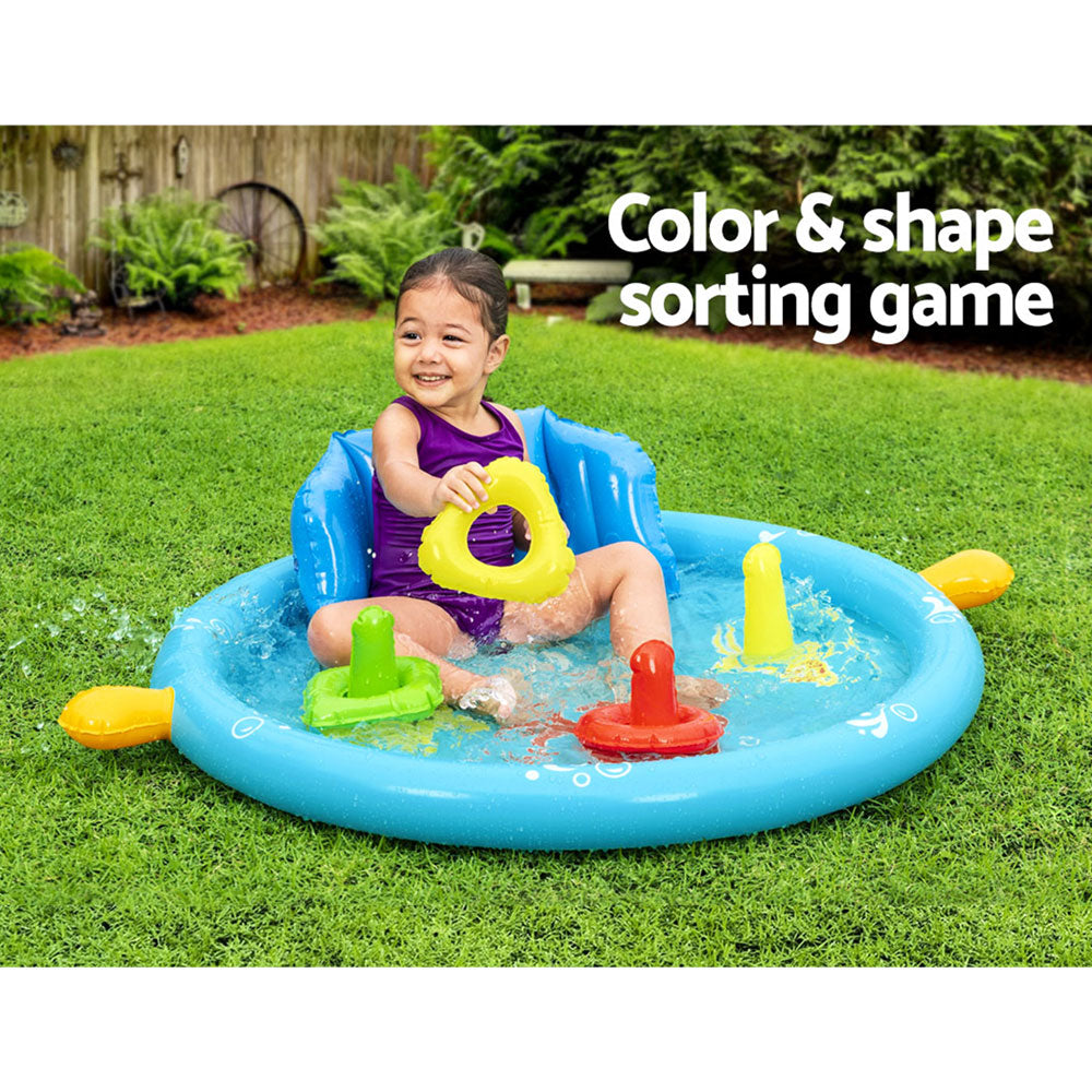 Bestway Kids Pool 115x89x76cm Inflatable Play Swimming Pools w/ Canopy 31L 6