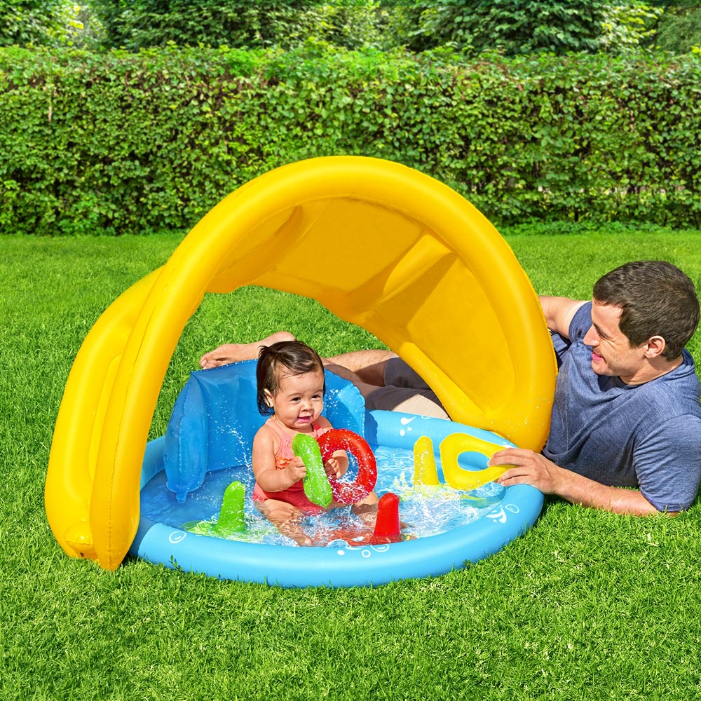 Bestway Kids Pool 115x89x76cm Inflatable Play Swimming Pools w/ Canopy 31L 7