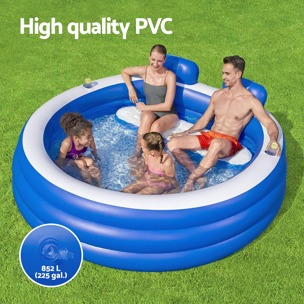 Bestway Kids Inflatable Pool Above Ground Pools Bench Seat Cup Holder 231x219cm 5