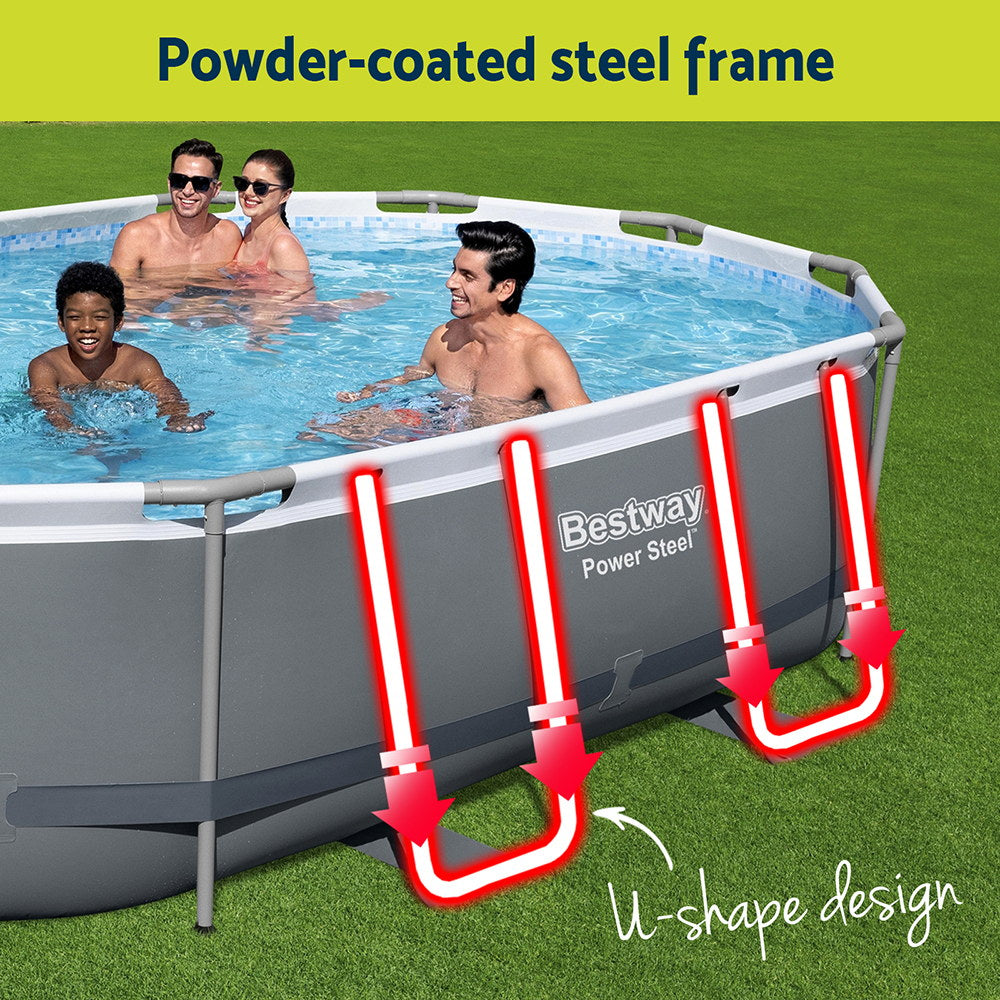 Bestway 488x305x107cm Swimming Pool Steel Frame Set w/ Pump Filter Ladder Cover 5