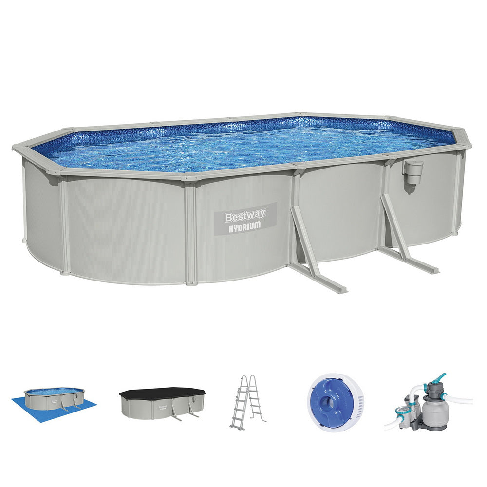 Bestway Swimming Pool 610 x 366cm Steel Frame Round Pool Set w/ Filter Ladder 3