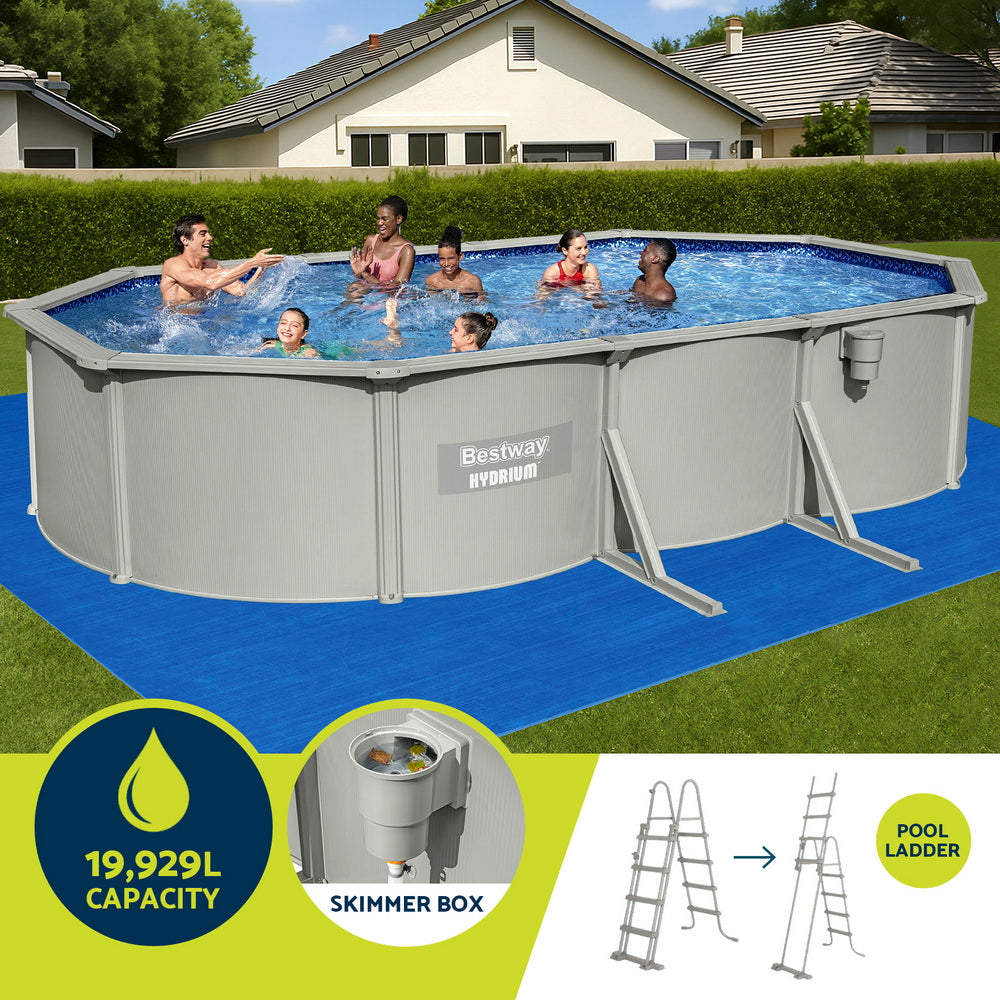 Bestway Swimming Pool 610 x 366cm Steel Frame Round Pool Set w/ Filter Ladder 4