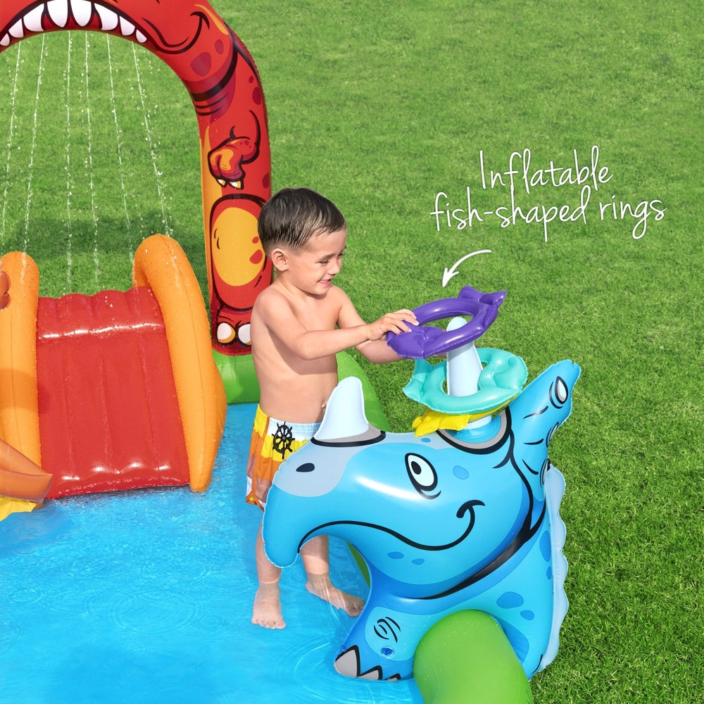 Bestway Kids Inflatable Play Splash Pool with Slide Ball Tossing Toys 242x140cm 5