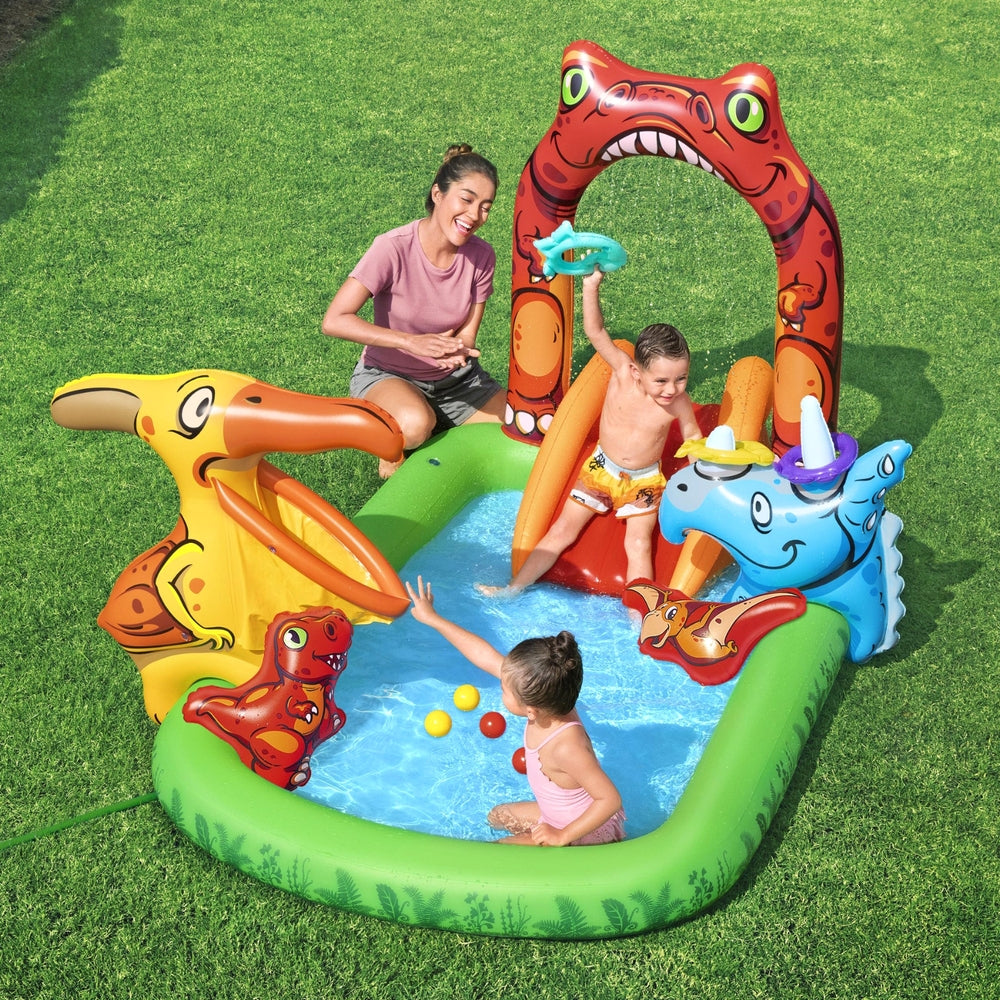 Bestway Kids Inflatable Play Splash Pool with Slide Ball Tossing Toys 242x140cm 7