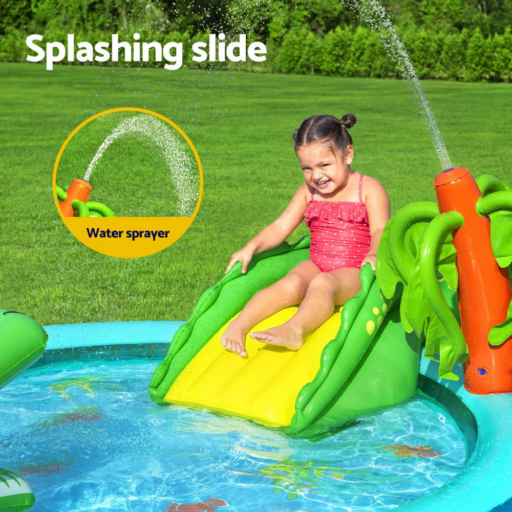 Bestway Kids Inflatable Splash Play Pool with Slide Ball Crocodile Fishing Net 4