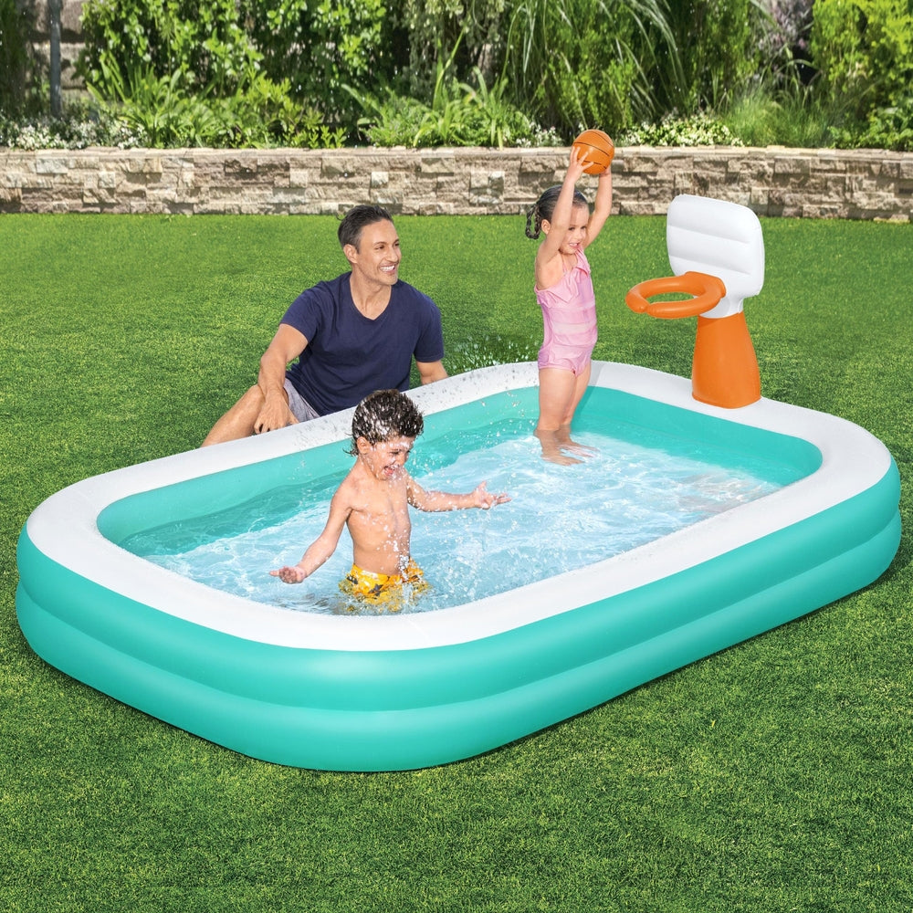 Bestway Kids Inflatable Pool Above Ground Play Pools Basketball Hoop 251x168cm 7
