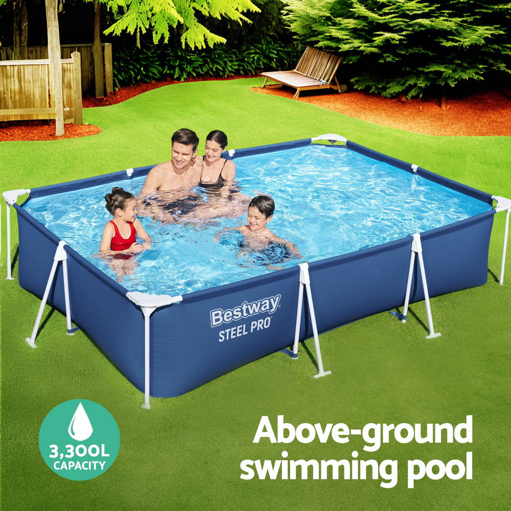 Bestway Swimming Pool 300x201x66cm Steel Frame Above Ground Pools 3300L 4