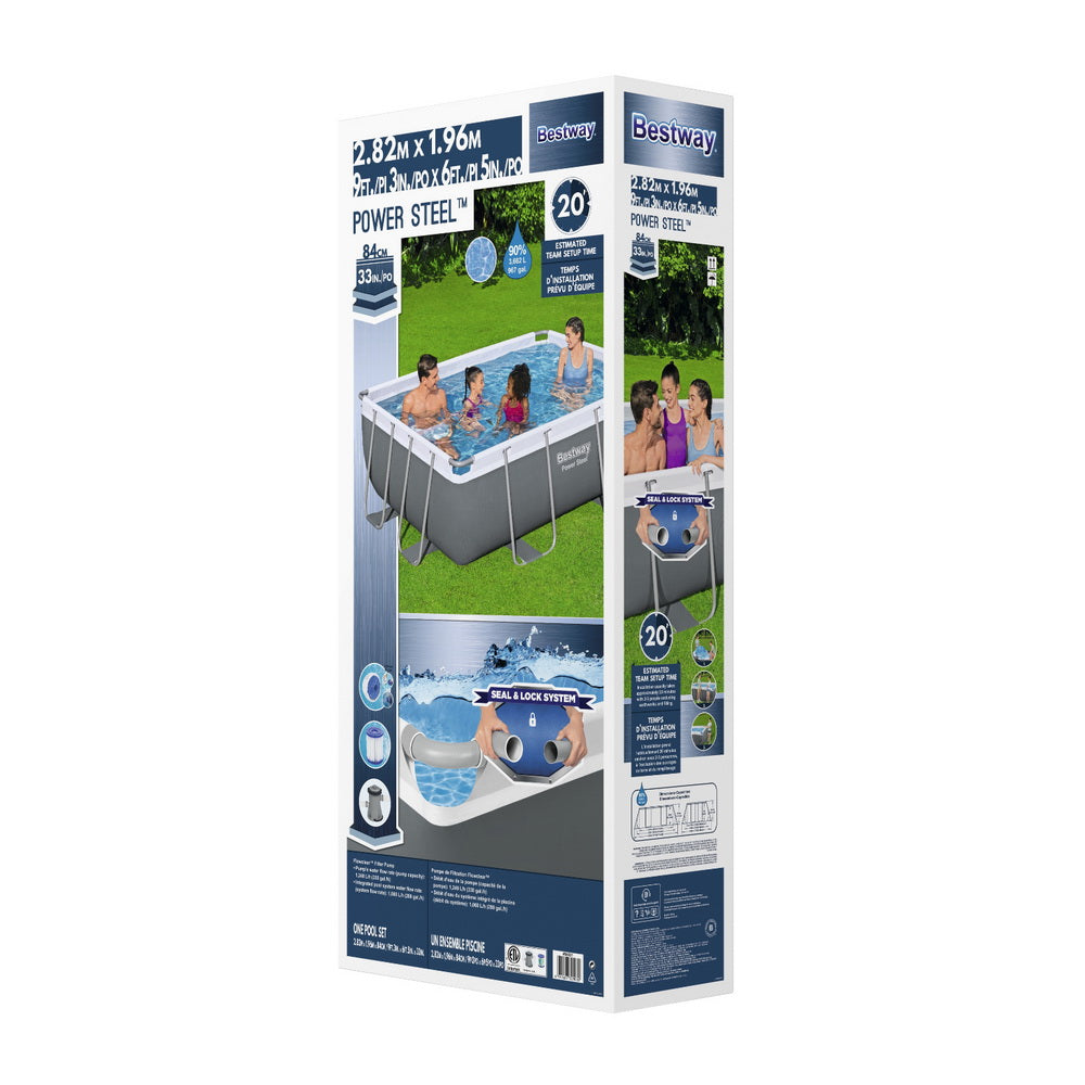 Bestway Swimming Pool 282x196x84cm Steel Frame Above Ground Pools Filter Pump 3662L 3