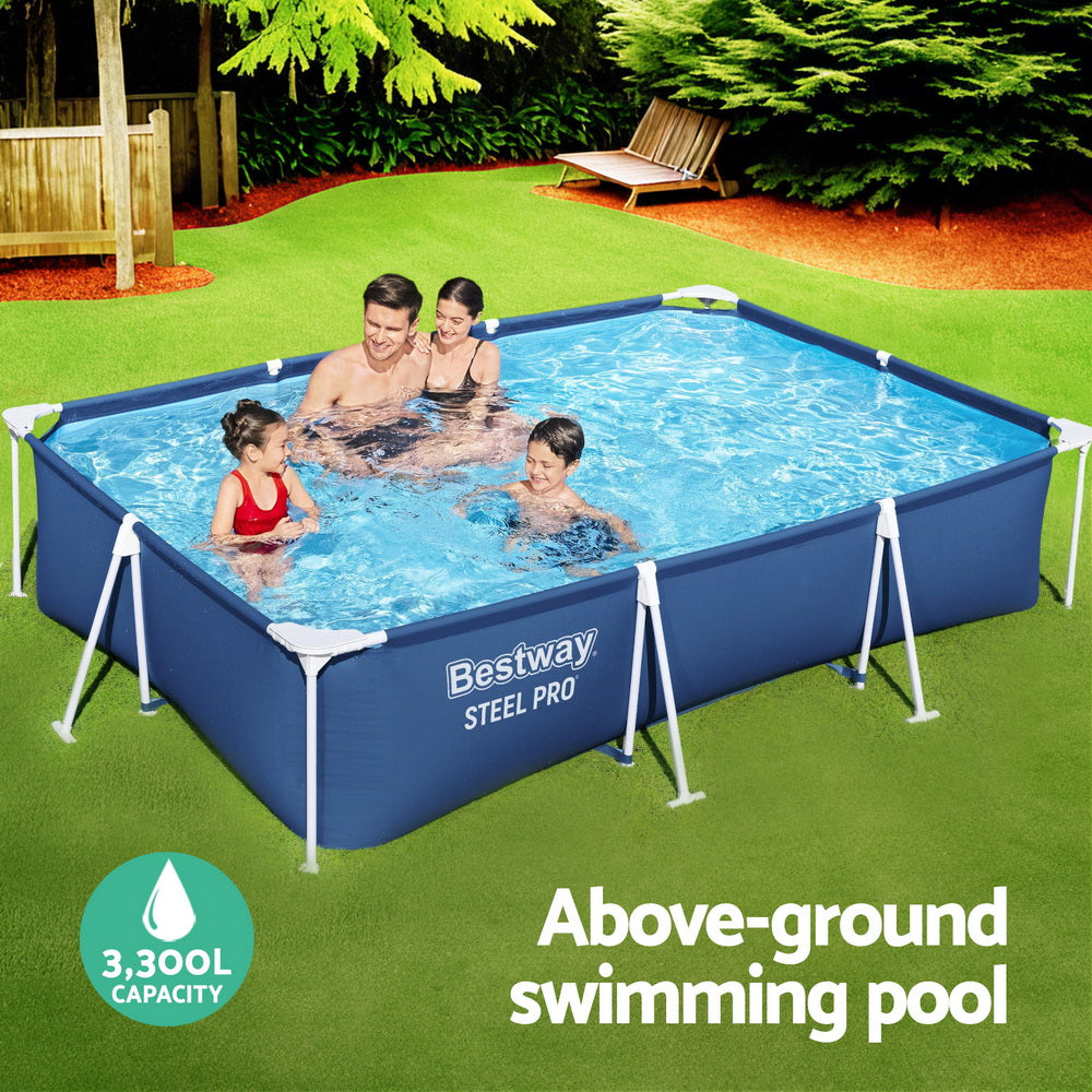 Bestway Swimming Pool 300x201x66cm Steel Frame Above Ground Pools w/ Filter Pump 3300L 4