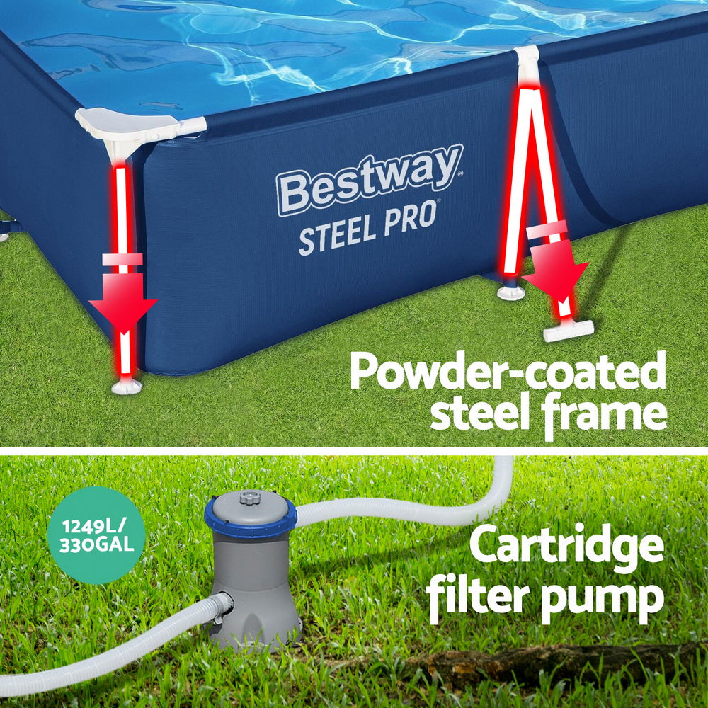 Bestway Swimming Pool 300x201x66cm Steel Frame Above Ground Pools w/ Filter Pump 3300L 5