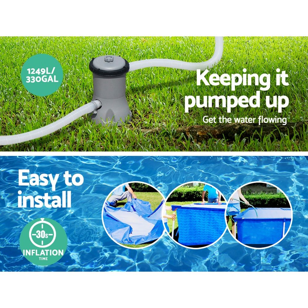Bestway Swimming Pool 400x211x81cm Steel Frame Above Ground Pools w/ Filter Pump 5700L 6
