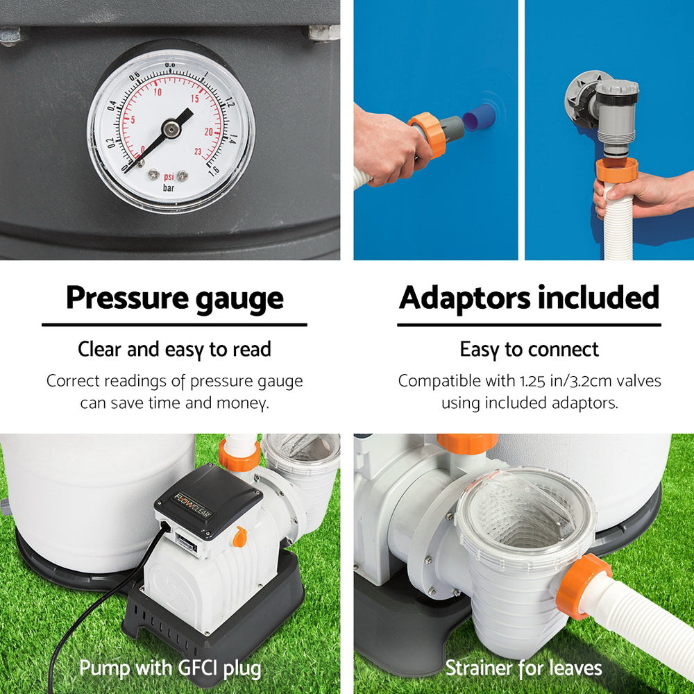 Bestway Pool Pump Sand Filter 1500GPH 5678L/H Pools Flowclear™ Filters 6